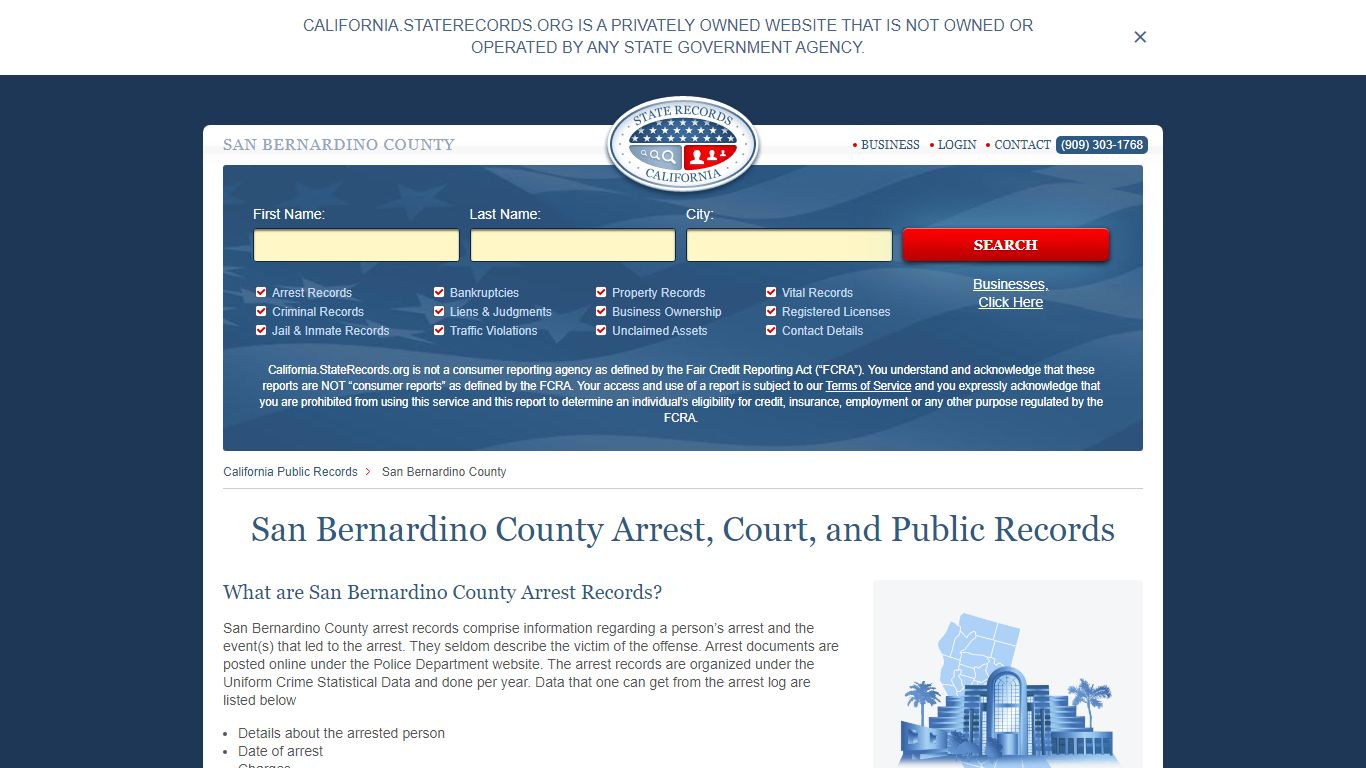 San Bernardino County Arrest, Court, and Public Records